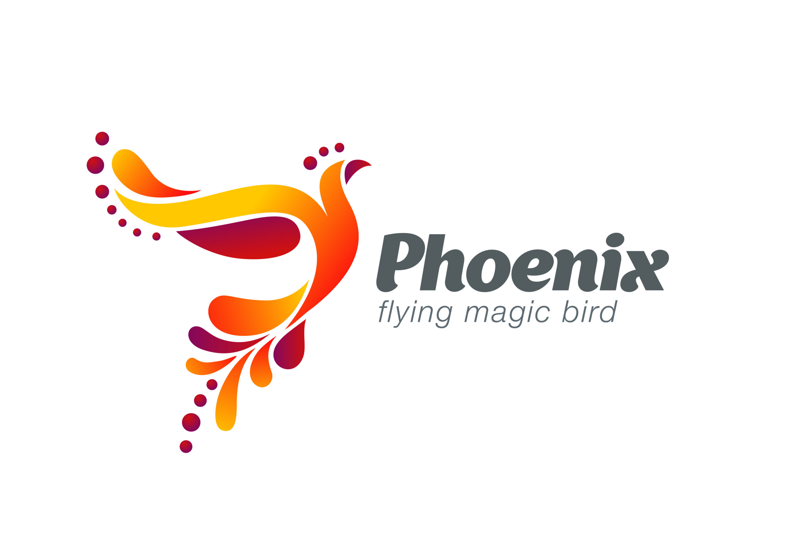 Magic Fairy Bird Abstract Logo design vector template.
Flying Phoenix creative Logotype icon.